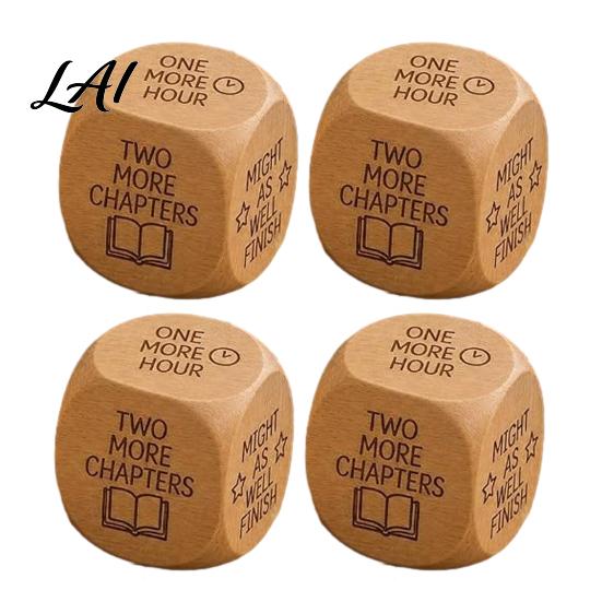 Natural Wood Reading Gift Wooden Decision Dice 6-Sided Engraved Quotes Prompt Daily Habit Builder Charm Fun Companion Book Lover Dice Gif