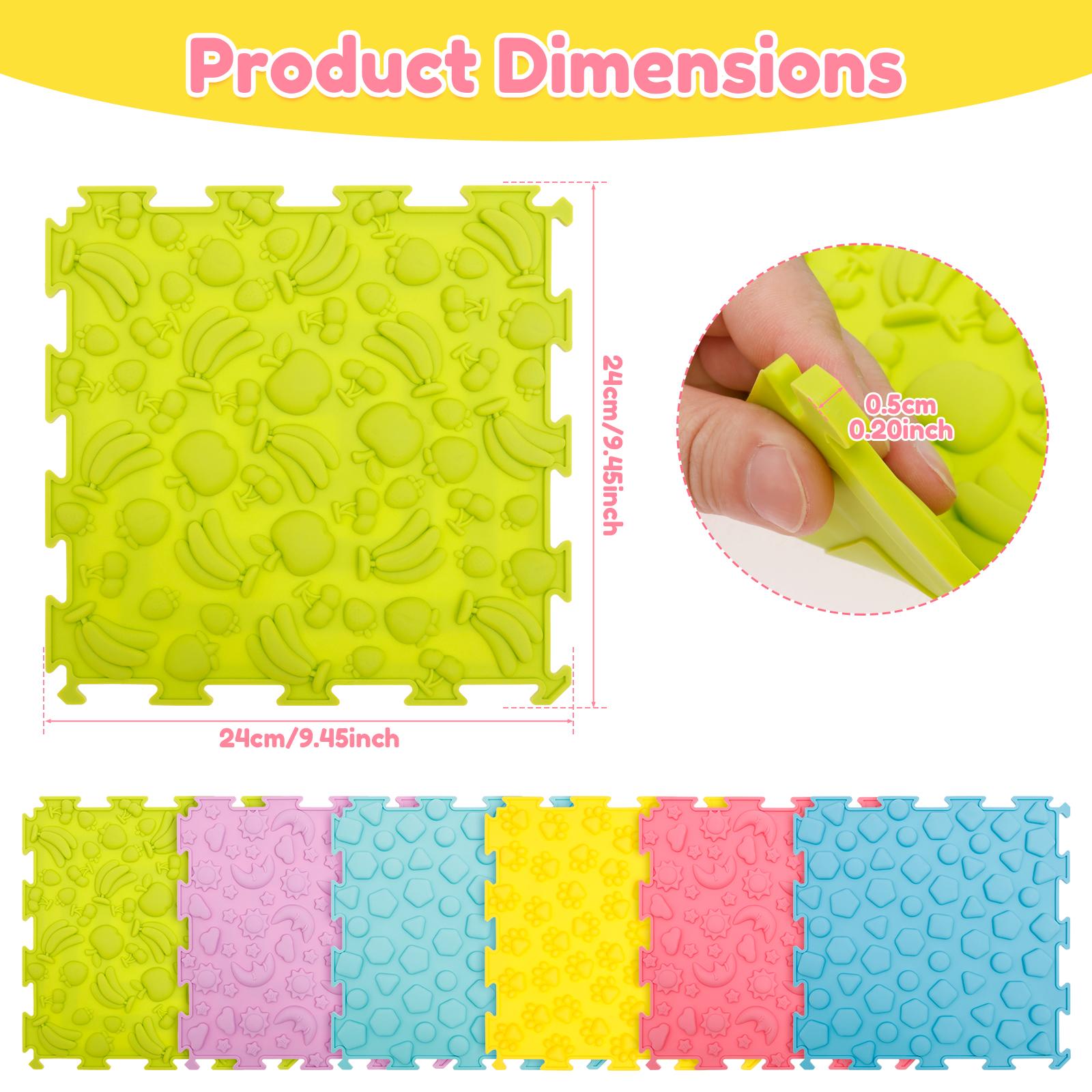 

6/8Pcs Sensory Mat Silicone nterlocking Textured Puzzle Play Mat Massage Game Floor Tile Promote Kids Visual Tactile Development