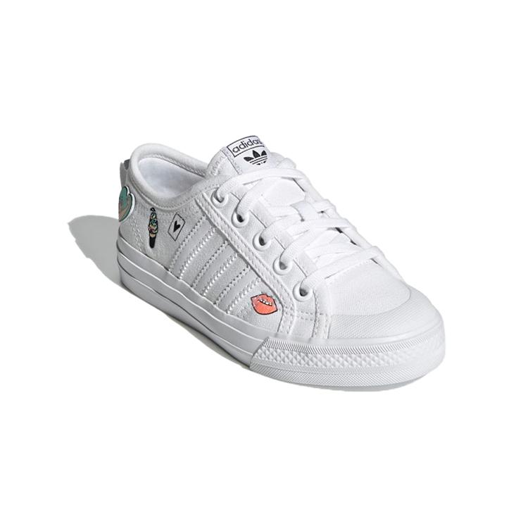 adidas Originals Nizza C Canvas Comfortable Abrasion Resistant Low Top Skateboard Shoes White FY3399