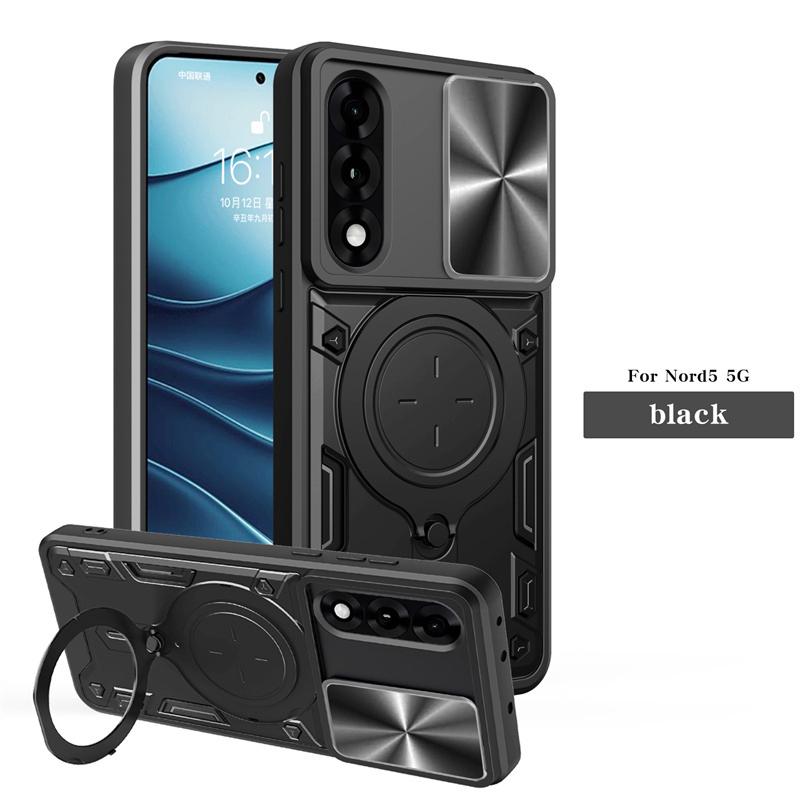 Armor Protection Slide Lens Phone Cover For OnePlus Nord 5 5G Case Car Magnetic Holder Ring Stand for One Plus 1+ Nord5 5G Funda