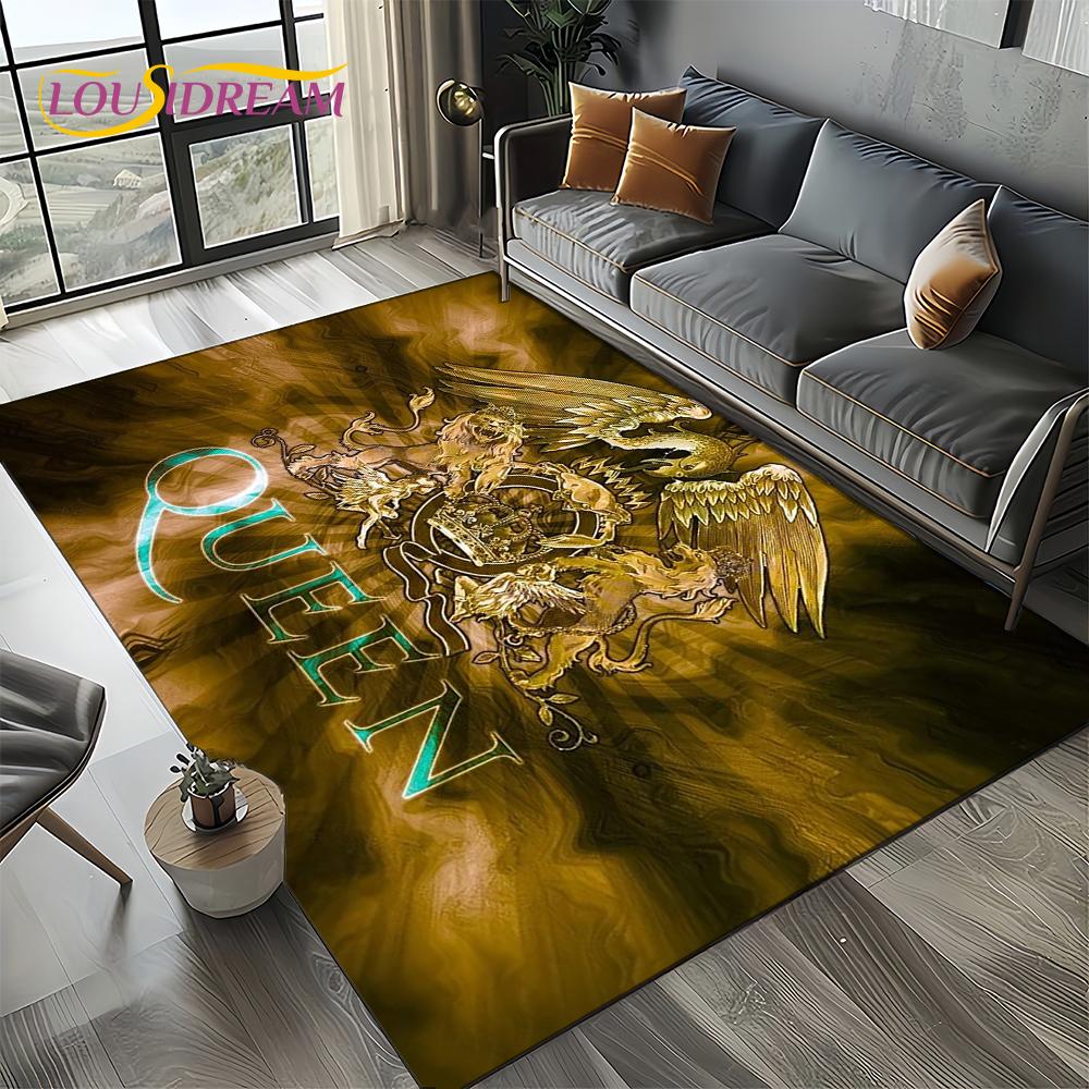 Klassiker Queen-Rockband Freddie Matta för Vardagsrum Sovrum Hem Soffdekoration, Barnområdesmatta Halkfri Golvmatta