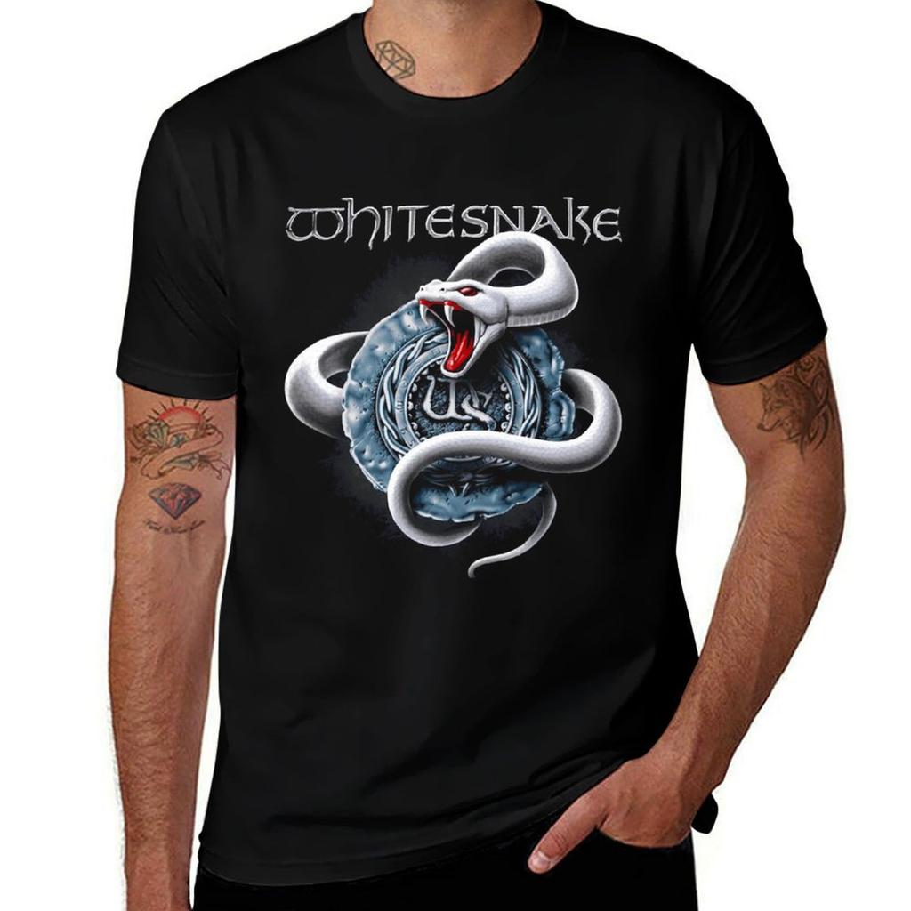 Cool White Snake 80s Gift Design Tshirt Active Sports Short Sleeve Cotton Shirt