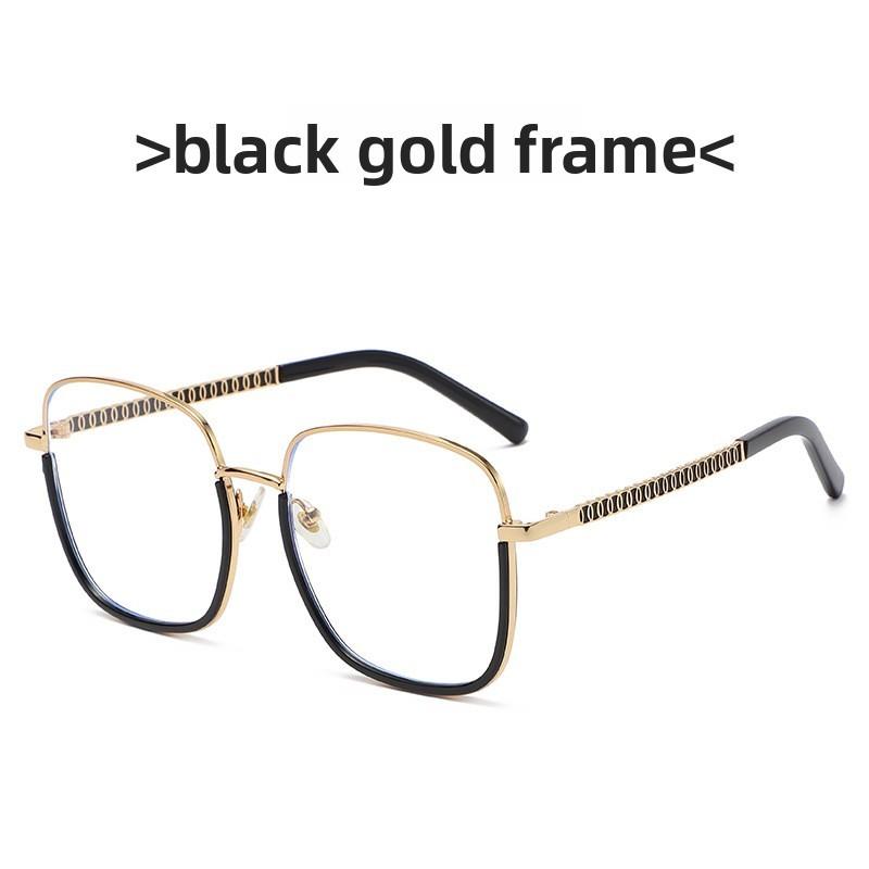 

Style Square Eyewear Frame With Blue Light Protection For Fashionable Street Style Black Gold