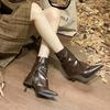 Fashion Fashion Shoes for Women Side Zipper Women's Boots Winter Pointed Toe Solid Short Barrel Stilettos or Thin Heels Boots