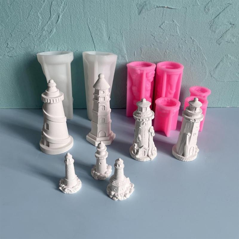 3D Lighthouse Silicone Moulds Candle Molds Cake Molds Ornament Molds Epoxy Resin Molds Plasters Molds for Candle Making