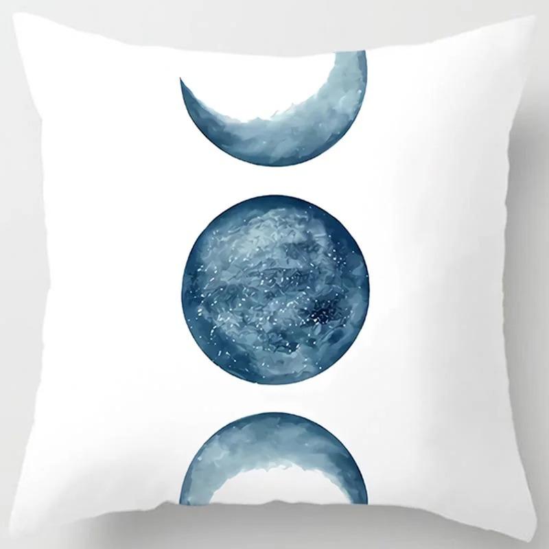 Blue Pattern Print Home Decoration Polyester Fiber Cushion Cover Living Room Sofa Cushion Cover 45X45 Cm