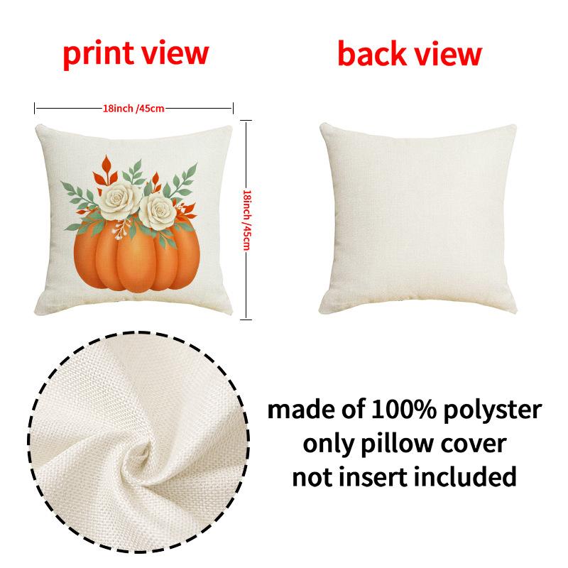 Thanksgiving Pillowcase Harvest Season Pumpkin Maple Leaf Print Linen Cushion Bedroom Sofa Car Cushion Cover