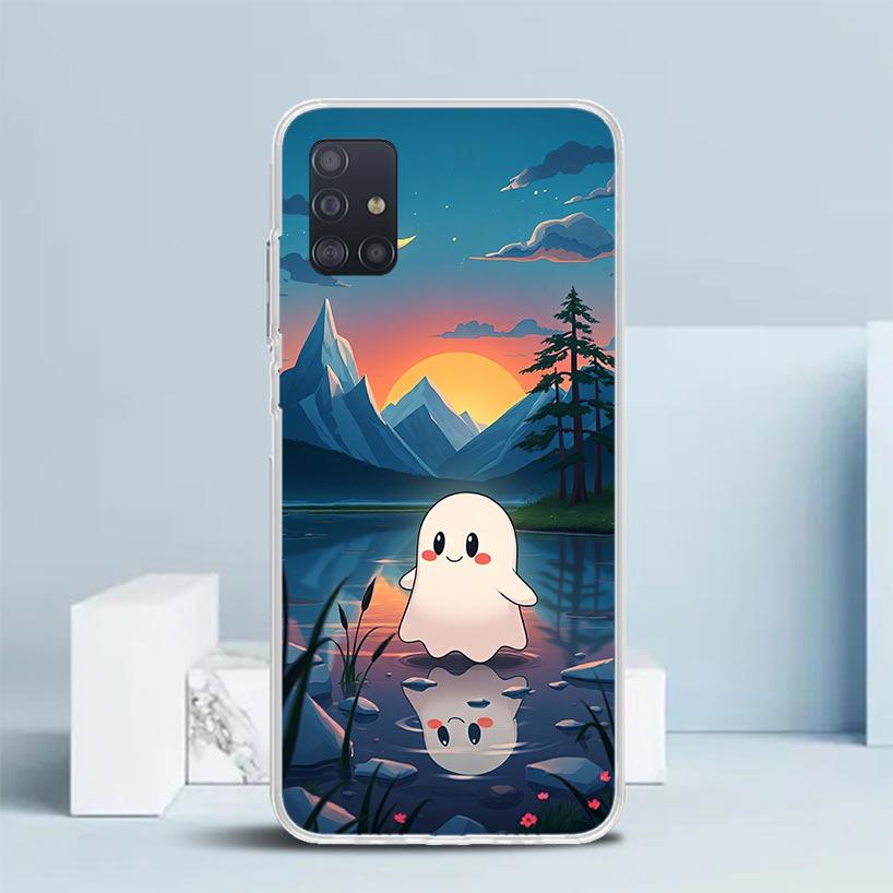 Cute Halloween Ghost Soft Cover for Samsung Galaxy A12 A22 A32 A52 A72 A02S Phone Case Note 20 Ultra 10 S10 Plus A51 A71 A50S A2