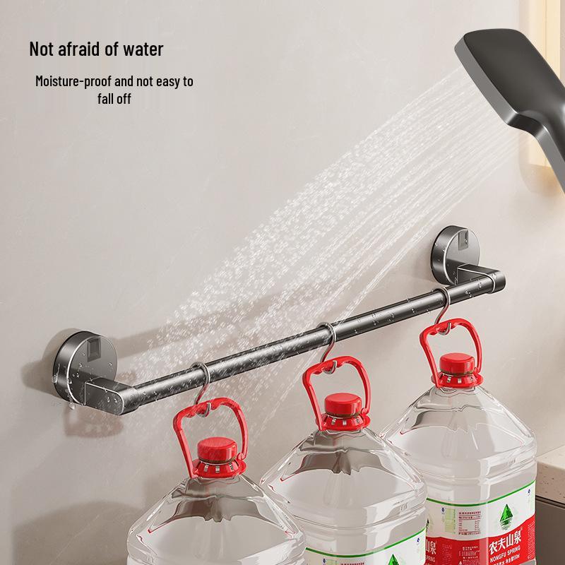No-Drill Suction Cup Towel Rack: Wall-Mounted Bathroom Organizer with Single/Double Bars.