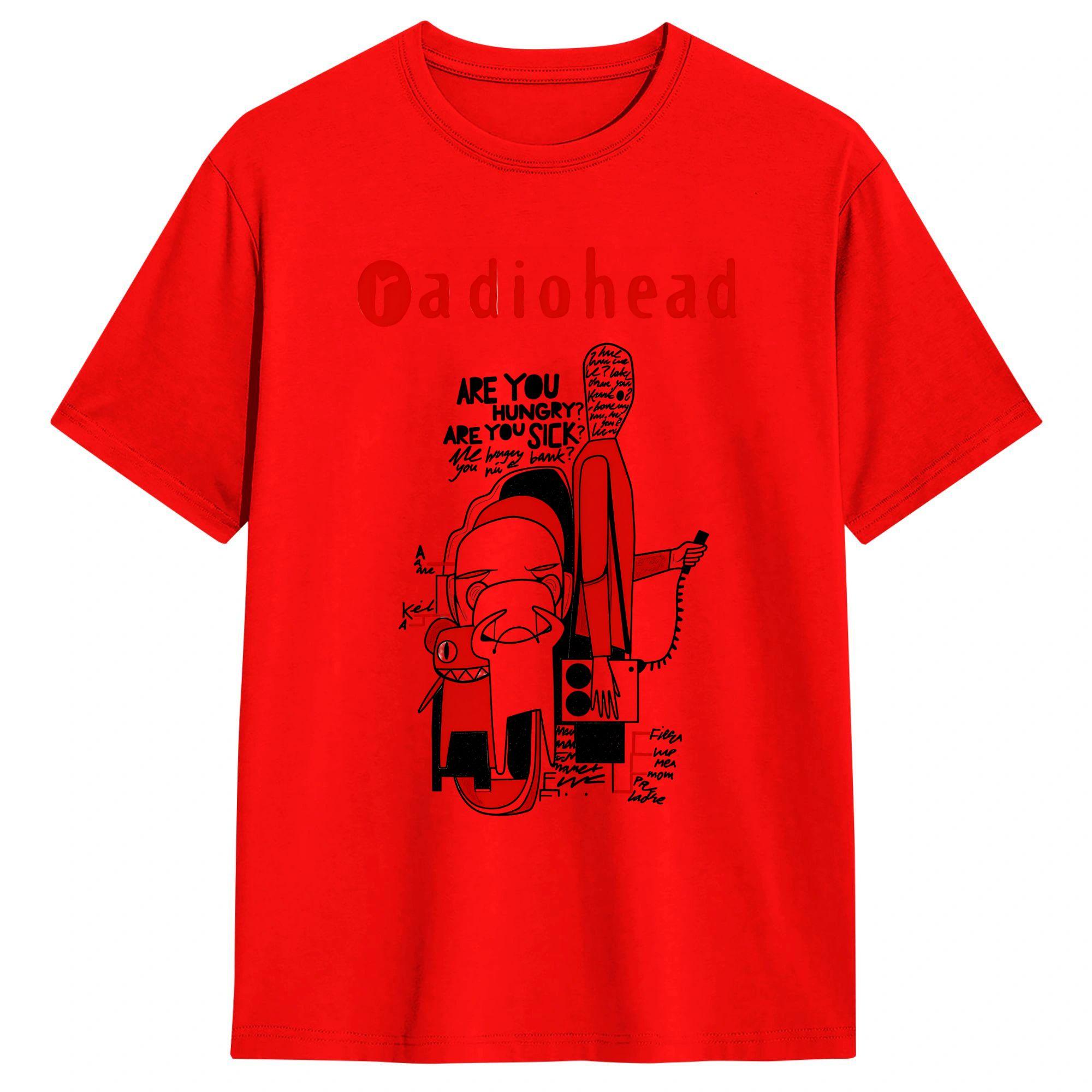 

Футболка с принтом группы Radiohead Летняя Хлопковые Футболки Для Мужчин Хиппи Свободная Футболка С Коротким Рукавом Y2K Забавная Верхняя Одежда Футболки S