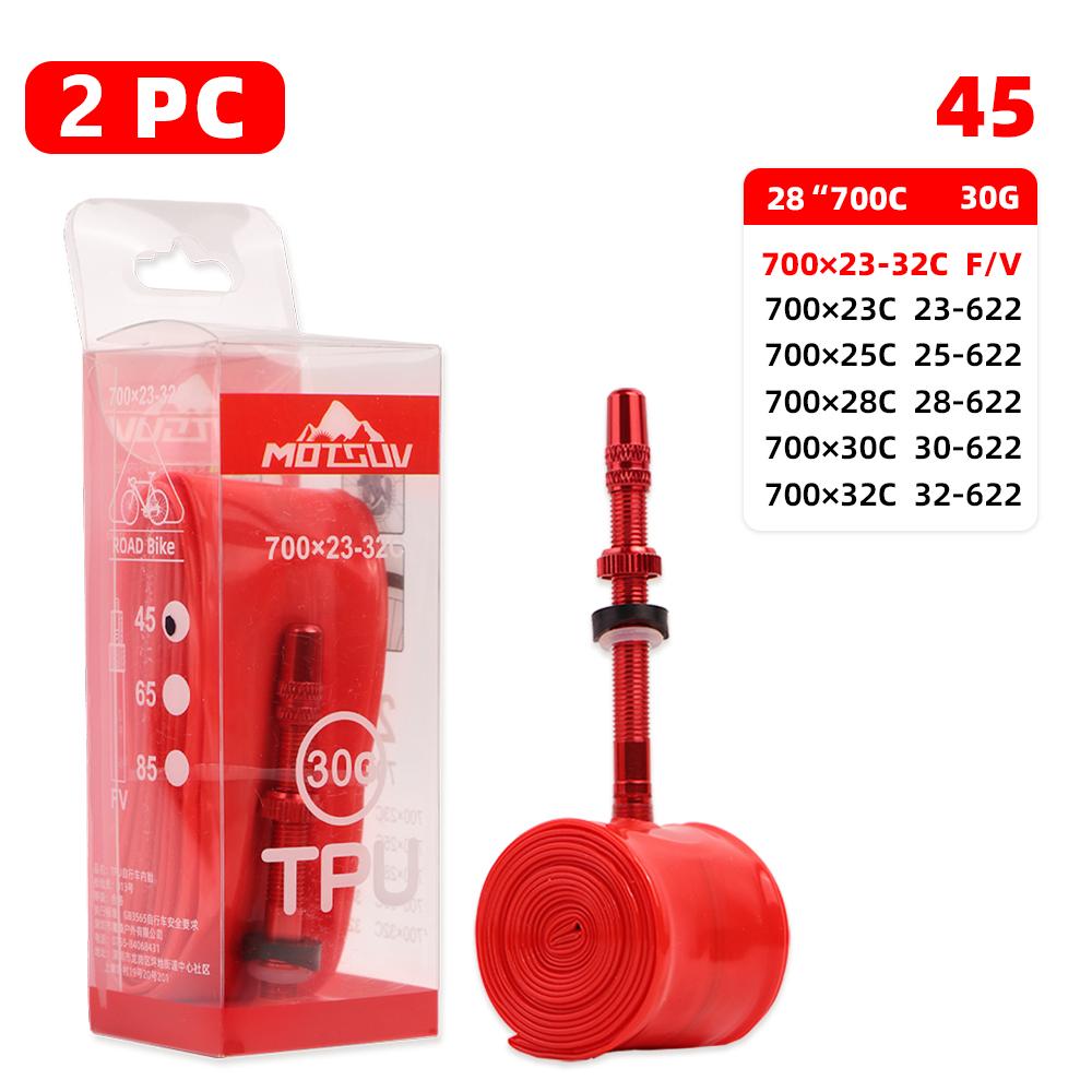 

2-Pack Red Ultralight Durable TPU Road Bike Inner Tube with Presta Valve 700x23-32C Alloy Sizes 45/65/85mm for Cycling Riders Presta Valve