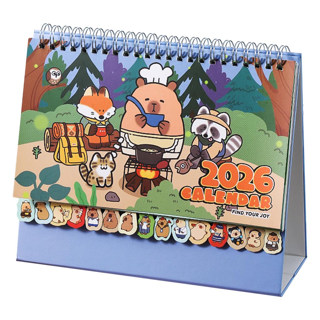 Tischkalender - Neues Cartoon-förmiges Notizbuch - 12-Monats-Vertikalkalender - Geeignet für Freunde, Familie, Schule, Arbeitsplatz, Wohnung, Kunstatelier