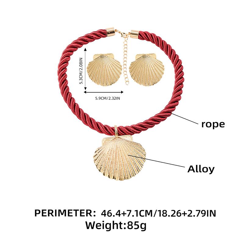 Sommer Seilkette Muschel Anhänger Halsketten Ohrringe Schmucksets Für Frauen Boho Strandparty Schmuckset Geburtstagsgeschenk