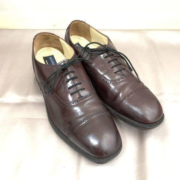 80s 90s Vintage Bostonian Size 9.5D B 27.0 27.5cm Semi Brogue Leather Shoes Dark Brown(USED)
