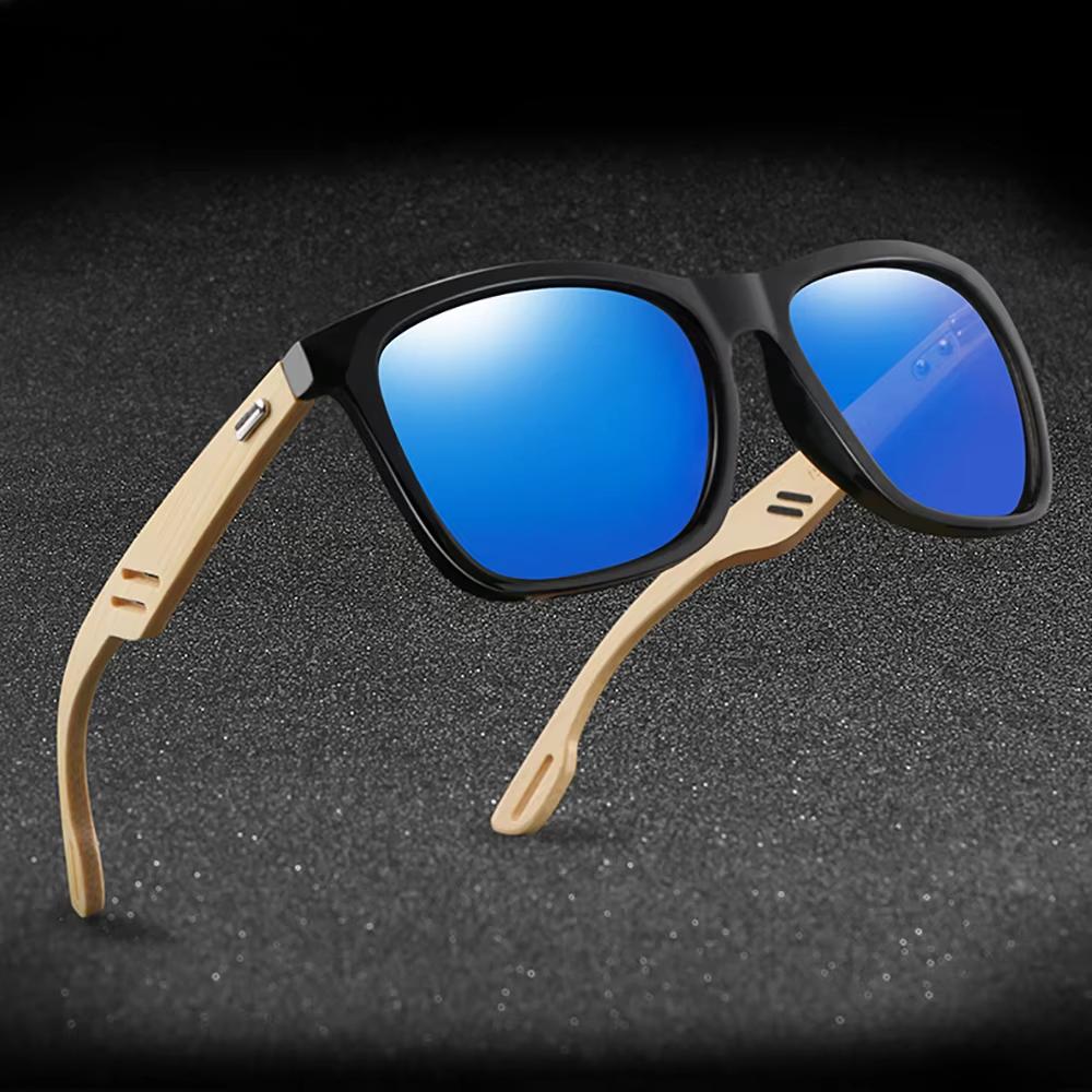 Fashion Bamboo Wood Vintage Square Sunglasses Men Women Luxury Brand Designer Sun Glasses Wooden Driving Fishing Eyewear