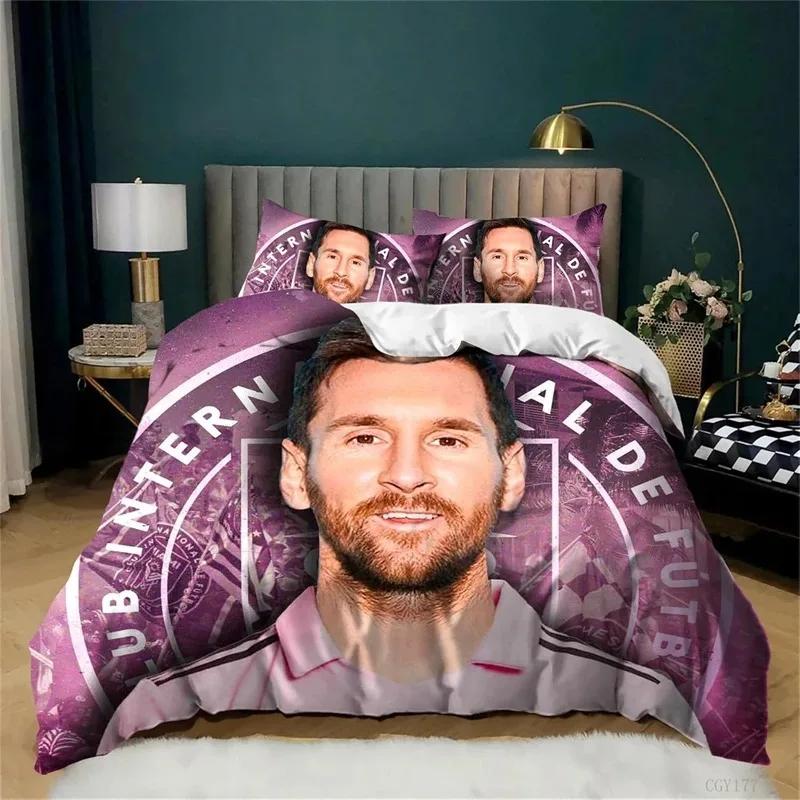 3D Football Star No.10 Bedding Set Teen Boys 3 Pieces Soccer Star Duvet Cover Set Soft And Breathable Comforter Cover Zipper