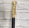 Handmade Wooden & Brass Designer Handle Cane – Black Wooden Walking Stick