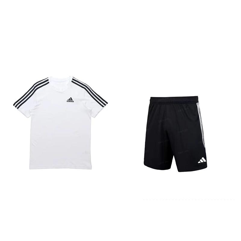 

Adidas Training Three Stripes Round Neck Printed Short Sleeve Quick-Dry Shorts Casual Sports Set Unisex sets GL3733+HT6129 XL