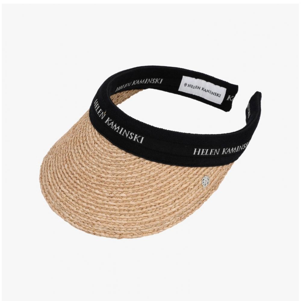 Helen Kaminski Bianca 8 Natural Black Logo Visor Sun Cap