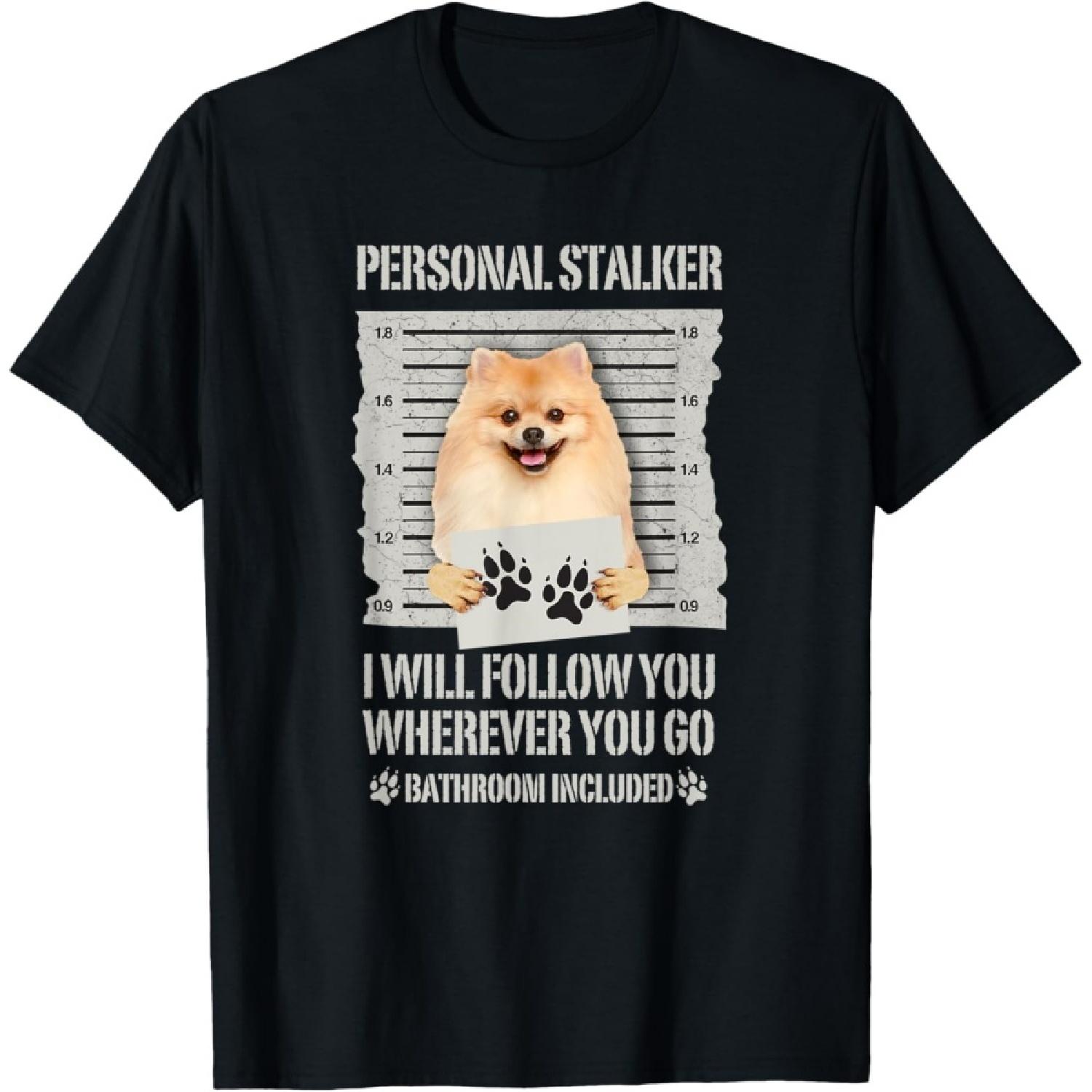 Футболка с принтом «Личный сталкер шпиц» S