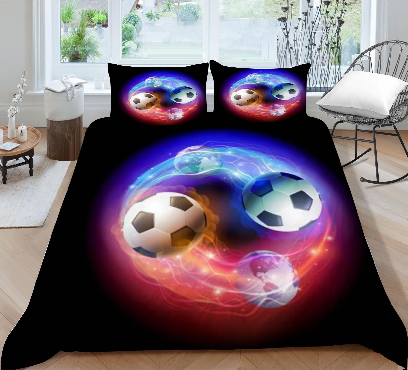 

3D футбольный принт, домашнее покрывало, комплект постельного белья, покрывала для студенческого общежития, наволочка из микрофибры, теплая дышащая Single 135x200cm