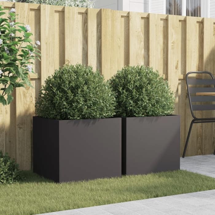 VidaXL Planters 2 Pcs, Flower Boxes, Plant Pots, Window Boxes, Raised Garden Planters for Patio, Black 841560