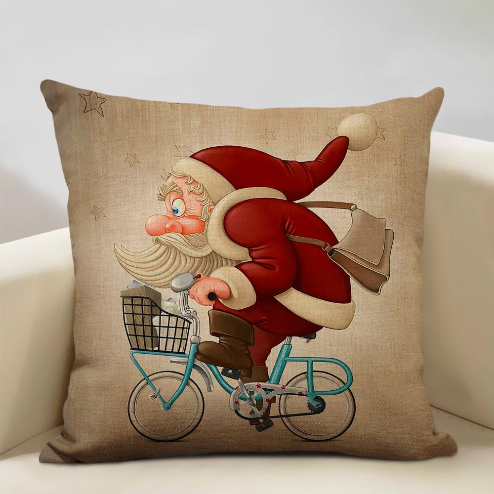 Christmas Decorative Cushion Cover Santa Claus Snowman Pillow Case 45x45cm Pillowcase Happy New Year Home Decor
