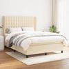Maison Exclusive - Estrado de ripas de cama com colchão Creme 140x200 cm Tecido