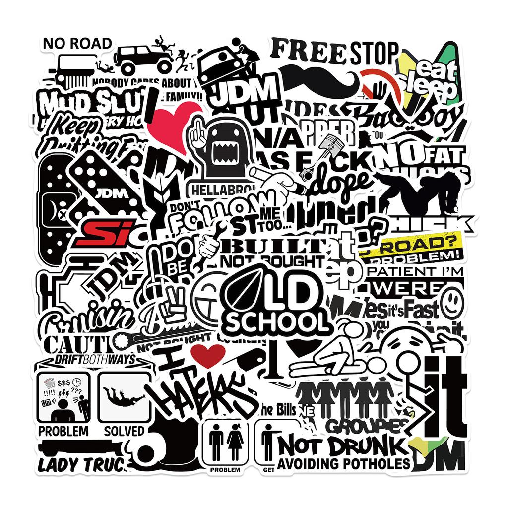 50 Funny Car Hard Helmet Graffiti Stickers DIY Decorative Luggage Motorcycle Trolley Case Waterproof and Removable