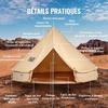 Canvas Bell Tent, 4 Seasons 4 M/13.12 Ft Yurt Tent, Canvas Tent for Camping with Stove Jack, Breathable Tent Holds Up To 6 People, Family Camping