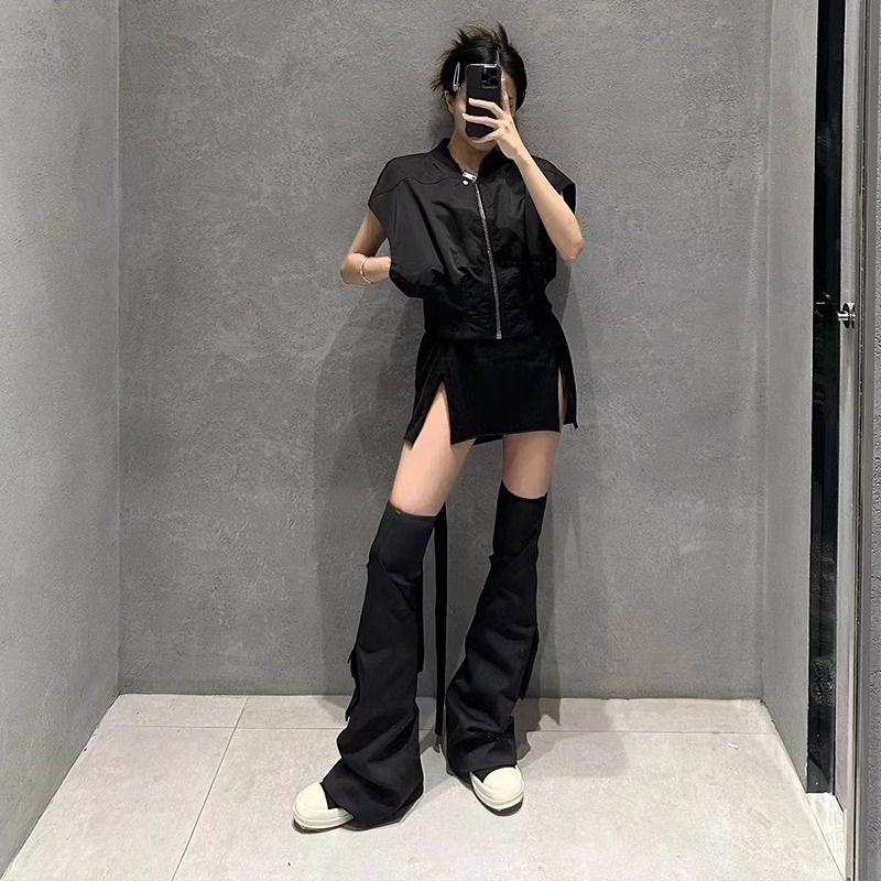 

Ro Брюки Ботинки Женские Ботинки на платформе Маленькие Высокие ботинки Съемные Двойные ботинки до колена Карман Холщовые туфли 40 чёрный