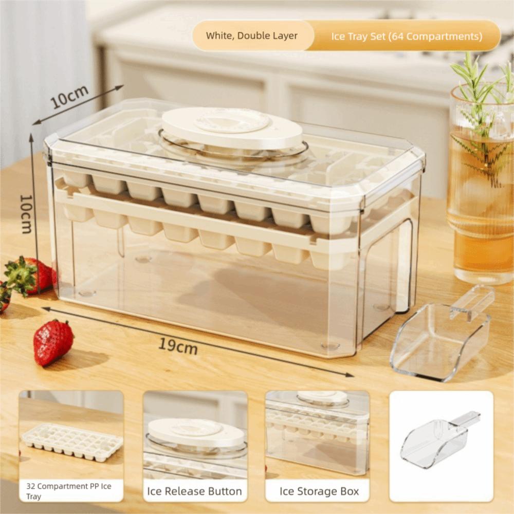 Household PP Ice Cube Tray 64 Grids with Lid Ice Bucket Large Capacity Easy To Use Ice Cube Mold Ice Maker