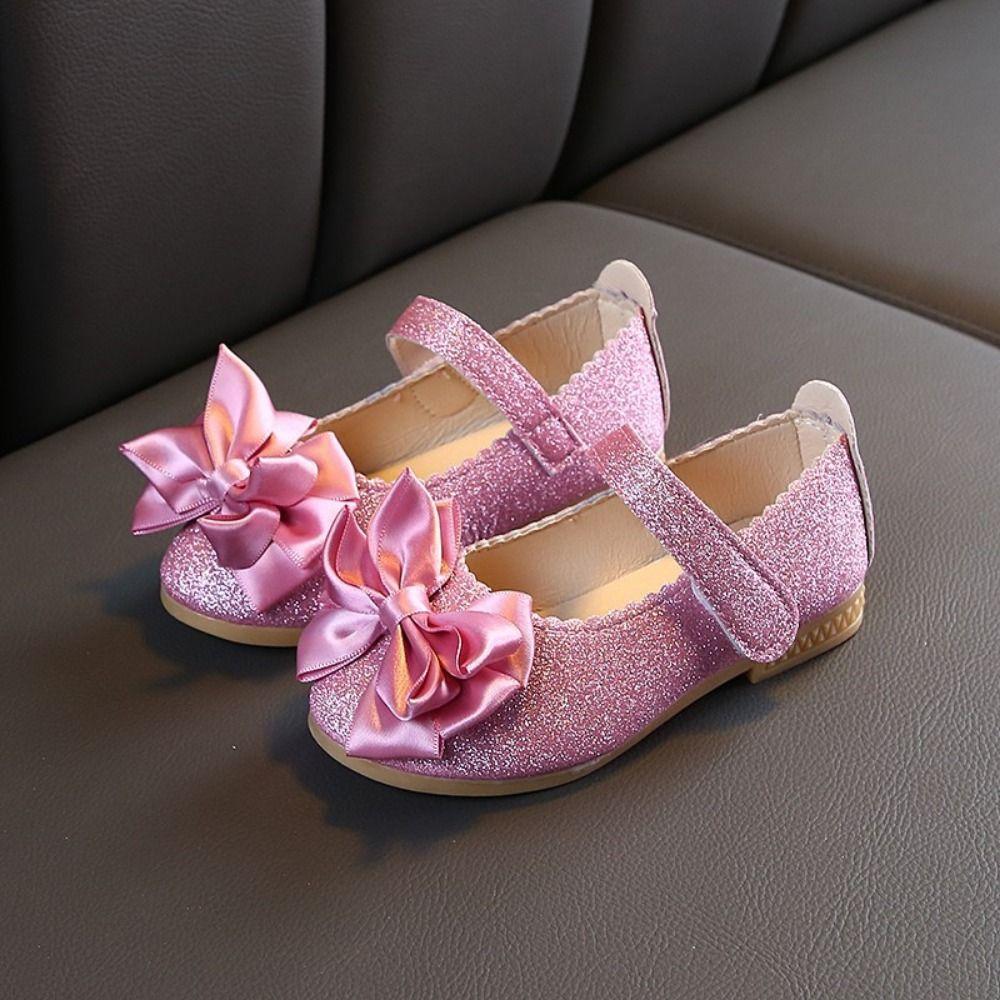 Bow-knot Dance Party Shoes Glitter Leather Shoes Princess Performance Footwear  Toddlers