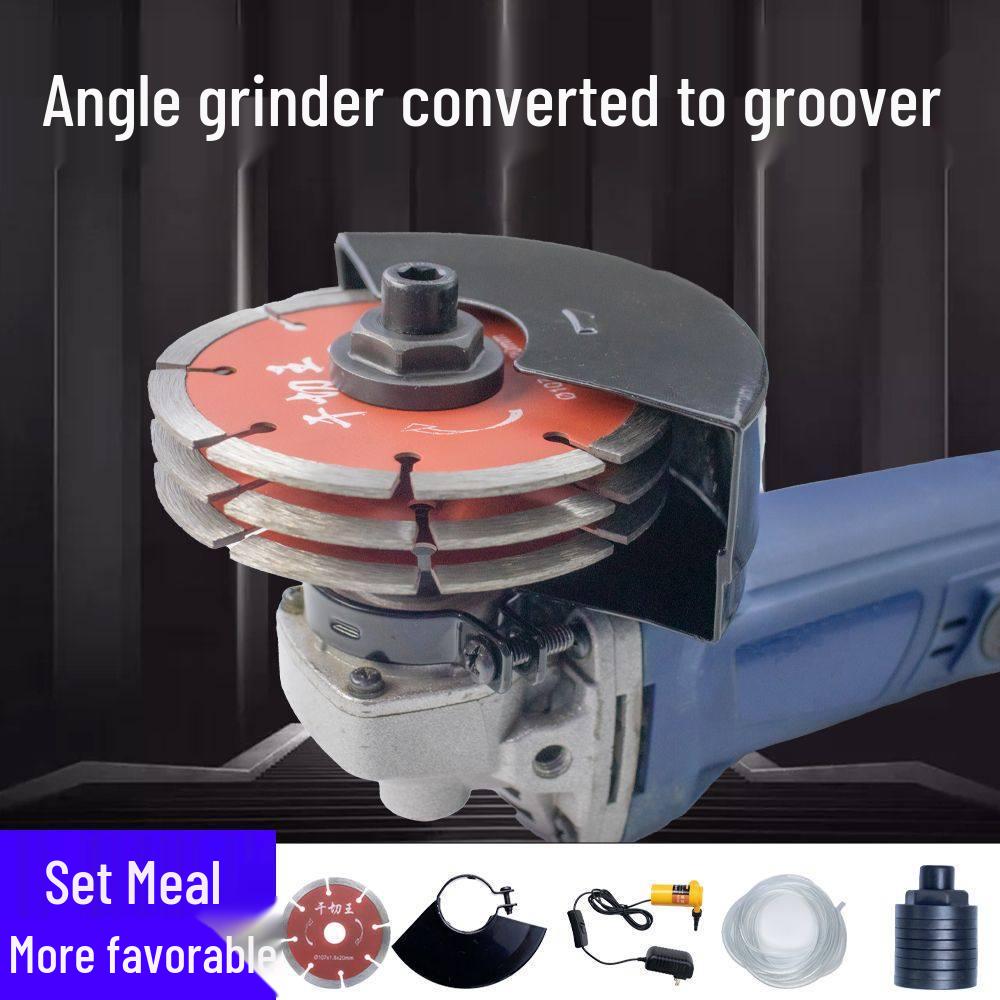 Automatic 100-Type Angle Grinder Converted to Woodworking and Grooving Machine for Plumbers & Electricians with Multi-Blade Grooving