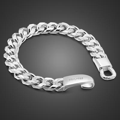Bracciale Largo a Catena Cubana da 10 mm Spesso Placcato Oro Rodio Gioielli a Catena Frusta Floreale Geometrica da Uomo