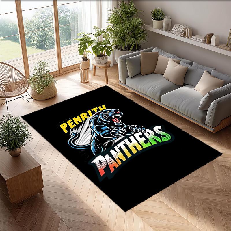 Penrith Panthers Tappeto in Velluto di Cristallo Morbido Anti?Tappetino Antiscivolo Comodo per Casa Soggiorno Camera da Letto Tappeto Decorativo