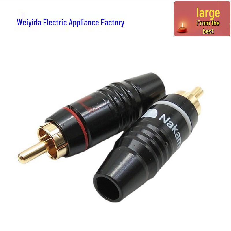 6.4mm Gold-Plated Copper RCA Audio Connector, Black