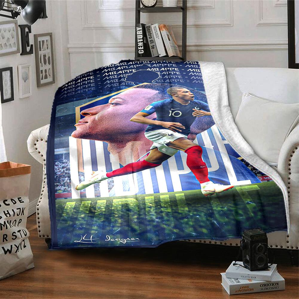 Star Player Kylian Mbappé Blanket Warmthful Decor Perfect for Office Office Chair Seaside Four Seasons Multipurpose Modern