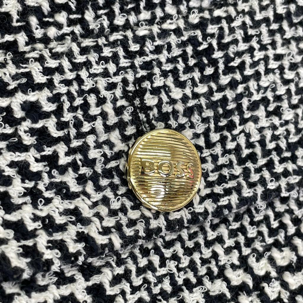 BOSS Grey Glen Check Gold Button Tweet Cropped Jacket Jacket 40 grayUsed