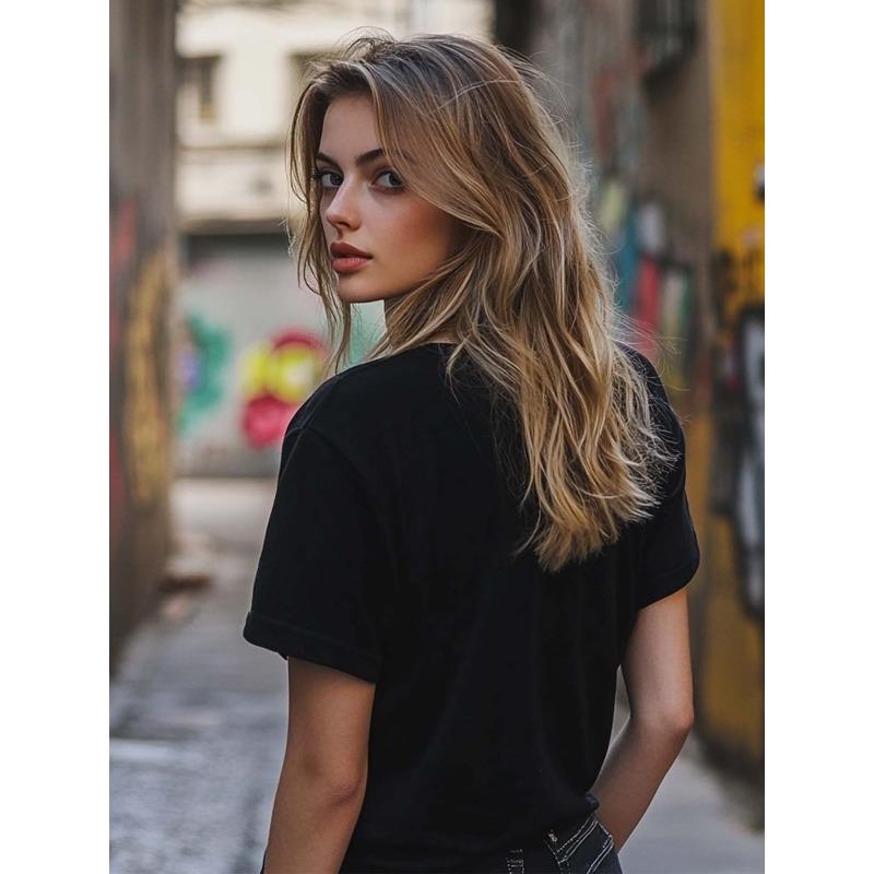 Women Plus Size Happy Hanukkah T-Shirt Black Blue Text Desert Cactus Crew Neck Jewish Festive Party All-Season Casual Machine Washable Top