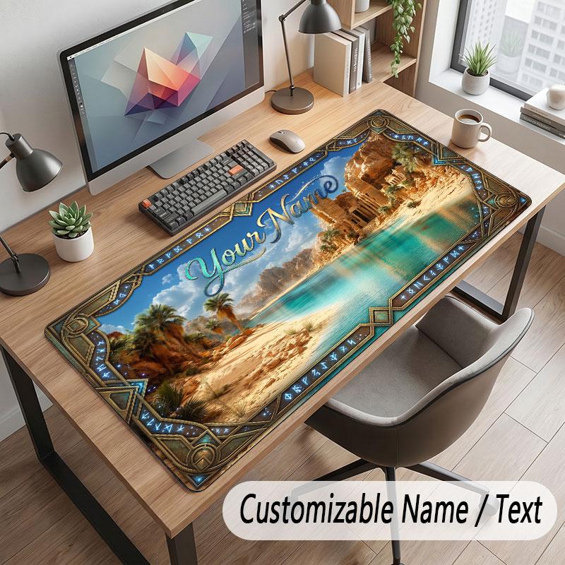 Tappetino Mouse Personalizzato Tema Paesaggio Montano Stampa Personalizzata Nome Testo Tappetino da Scrivania per Decorazione Tavolo Ufficio di Casa
