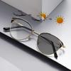 1Pcs New High-End Retro Metal Cat Eye Holder For Men And Women Equipped With Photochromic Day And Night Dual-Use Sunglasses