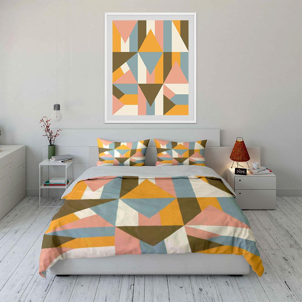 Geometric triangles and diamonds. Bedding sets Duvet cover sets Duvet covers Pillowcases(1*Duvet Cover 2*Pillowcases without duvet insert)