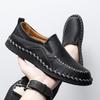 Men Brown Slip on Moccasins Hiking Shoes Black Flats Driving Shoes Blue Handmade Casual Wide Head Shoes Plus Size