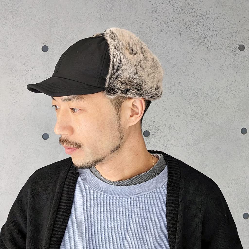 Basic Enchi Nylon Ripstop Flap Pilot Hat with Cold Weather One Size Fits for Men and Women Cap, Earmuffs, Protection, Nylon, All, Black,