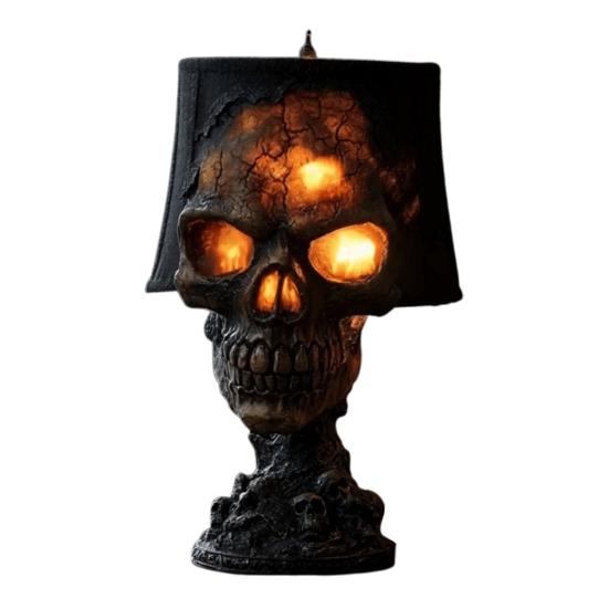 Skalle Bordlampe Gotisk Magma Skallelampe Skummel LED Menneskeskalle Bordlys for Halloweenfest Manteldekorasjon