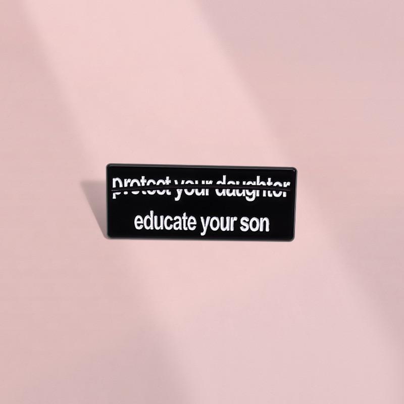 Square Stylish Black Brooch Crafted From Durable Alloy With Fun Cartoon Designs For Ages All