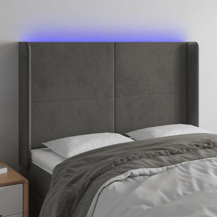 VidaXL LED Headboard Bedroom Furniture Double Bed Accessory Head of Bed Frame Interior Dark Grey 3123817