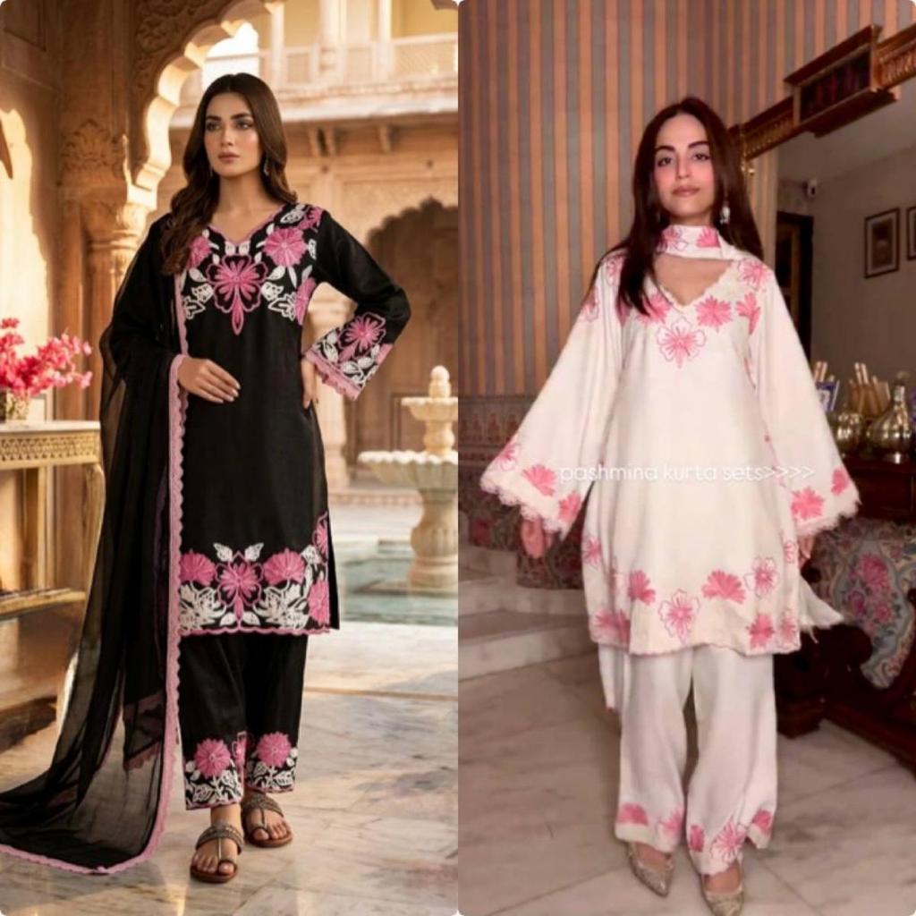 *Launching New  Đěsigner Party Wear Look Pur Glass Satin Top & Farshi Palazzo With Dupatta set*