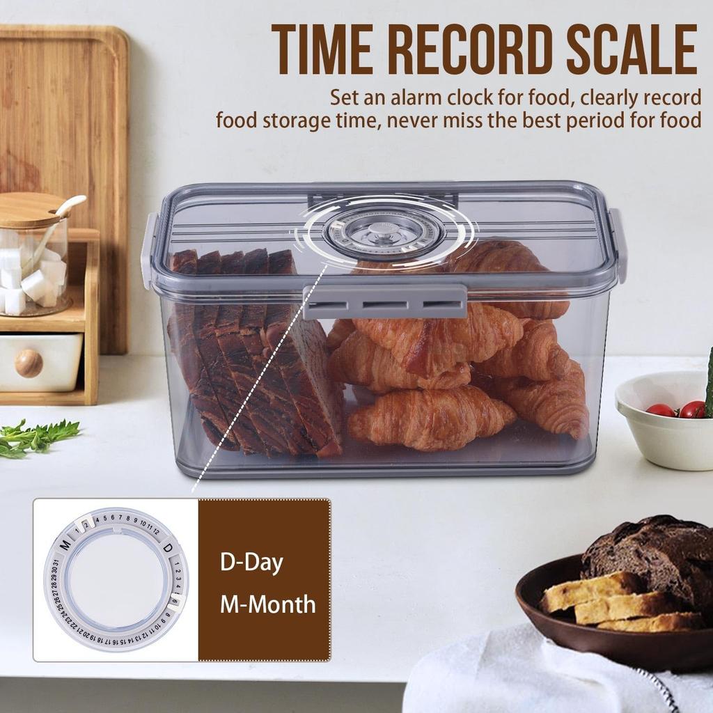 Gifhomfix Bread Box Bread Boxes for Kitchen Counter Airtight, Time Recording Bread Storage Container with Lid, Bread Keeper for Homemade Bread, Toast
